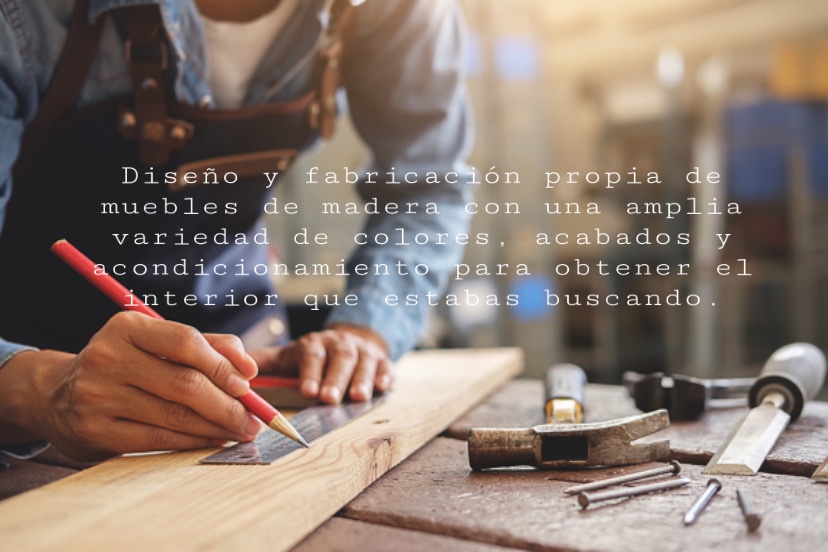  Diseño y fabricación propia de muebles de madera con una amplia variedad de colores, acabados y acondicionamiento para obtener el interior que estabas buscando.